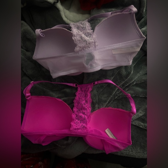 Lace Underwire Bra Set - Pink and Lavender - Picture 2 of 2
